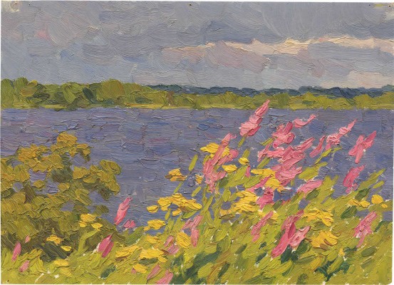 Рыбченкова Лора Борисовна. Кижи. Пейзаж с рекой